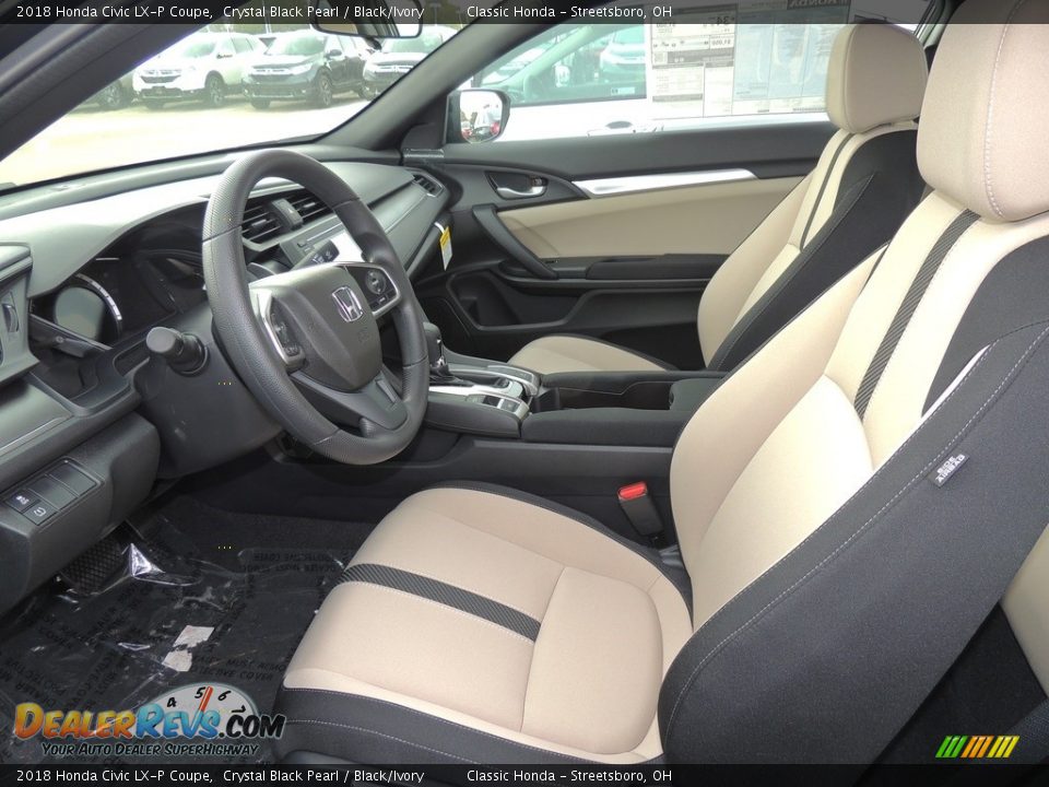 2018 Honda Civic LX-P Coupe Crystal Black Pearl / Black/Ivory Photo #8