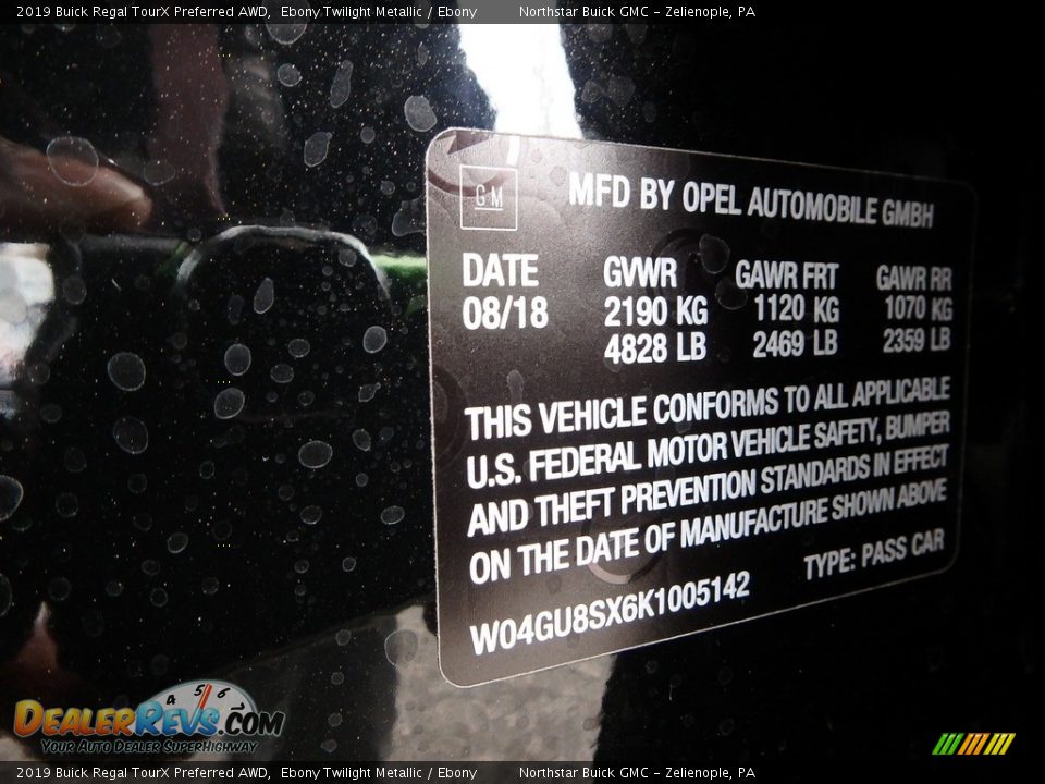 2019 Buick Regal TourX Preferred AWD Ebony Twilight Metallic / Ebony Photo #16