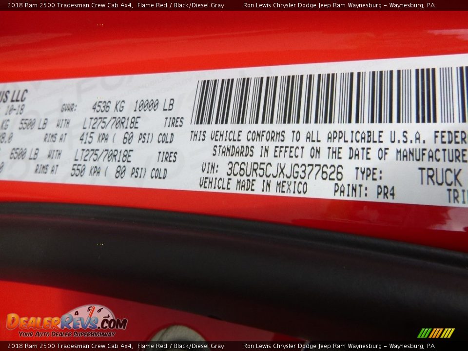 2018 Ram 2500 Tradesman Crew Cab 4x4 Flame Red / Black/Diesel Gray Photo #15