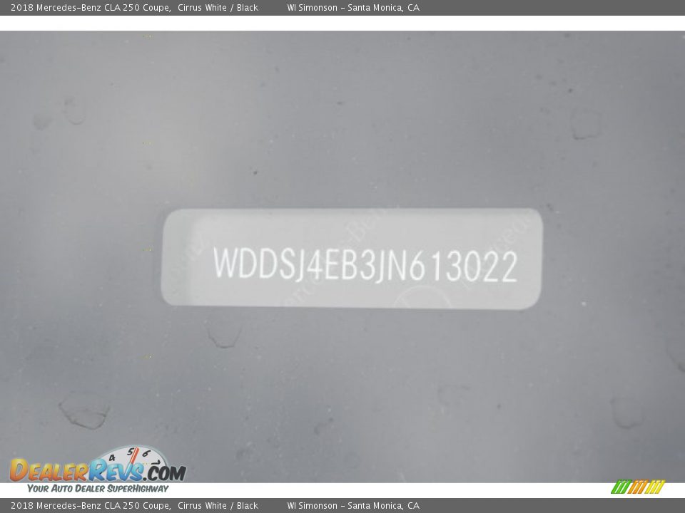 2018 Mercedes-Benz CLA 250 Coupe Cirrus White / Black Photo #10