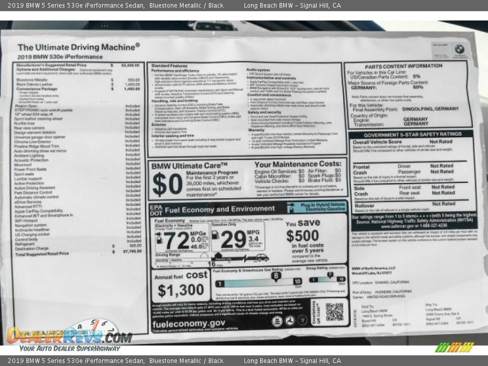 2019 BMW 5 Series 530e iPerformance Sedan Bluestone Metallic / Black Photo #10