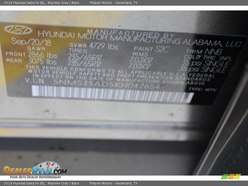 2019 Hyundai Santa Fe SEL Machine Gray / Black Photo #34