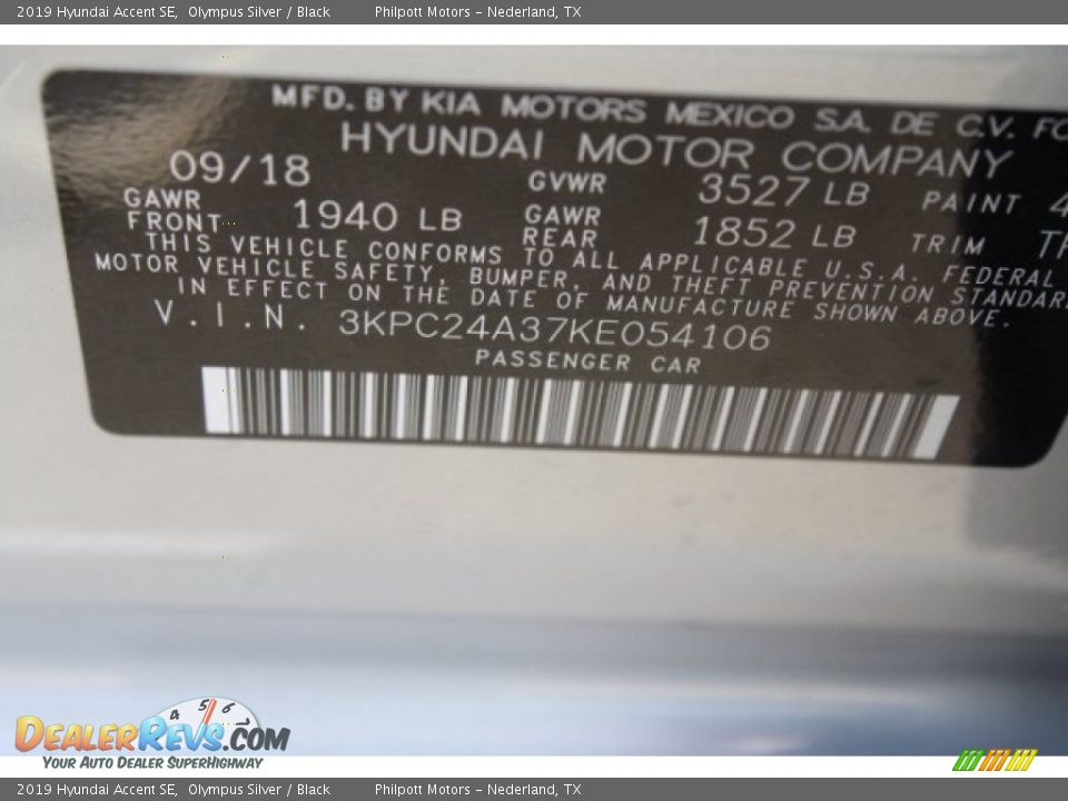 2019 Hyundai Accent SE Olympus Silver / Black Photo #33