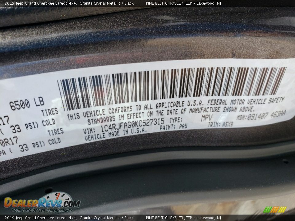 2019 Jeep Grand Cherokee Laredo 4x4 Granite Crystal Metallic / Black Photo #9