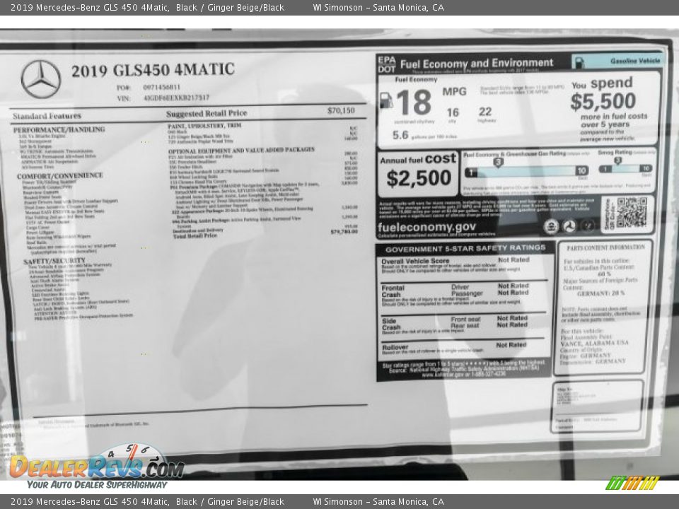 2019 Mercedes-Benz GLS 450 4Matic Black / Ginger Beige/Black Photo #10