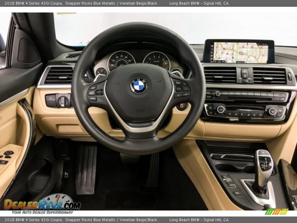 2018 BMW 4 Series 430i Coupe Snapper Rocks Blue Metallic / Venetian Beige/Black Photo #4