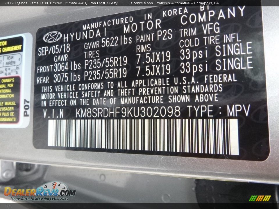 Hyundai Color Code P2S Iron Frost