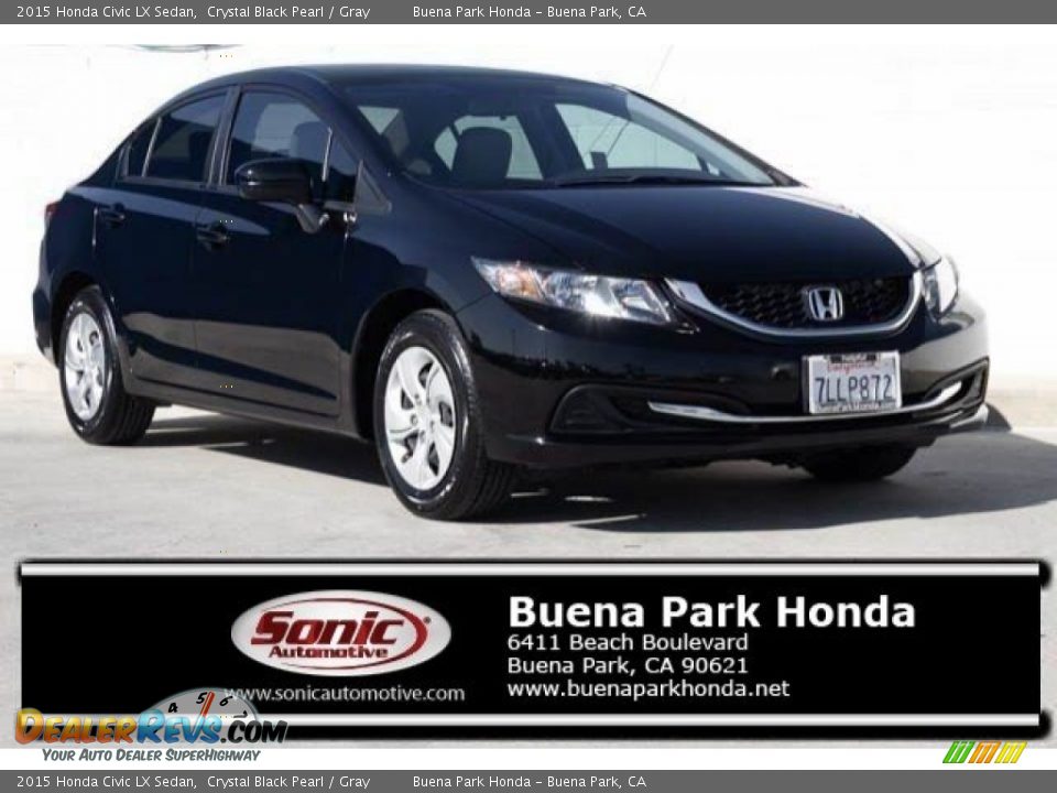 2015 Honda Civic LX Sedan Crystal Black Pearl / Gray Photo #1