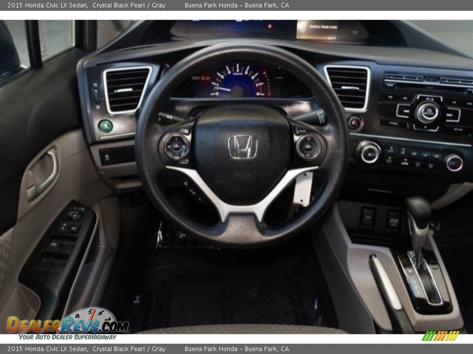 2015 Honda Civic LX Sedan Crystal Black Pearl / Gray Photo #5