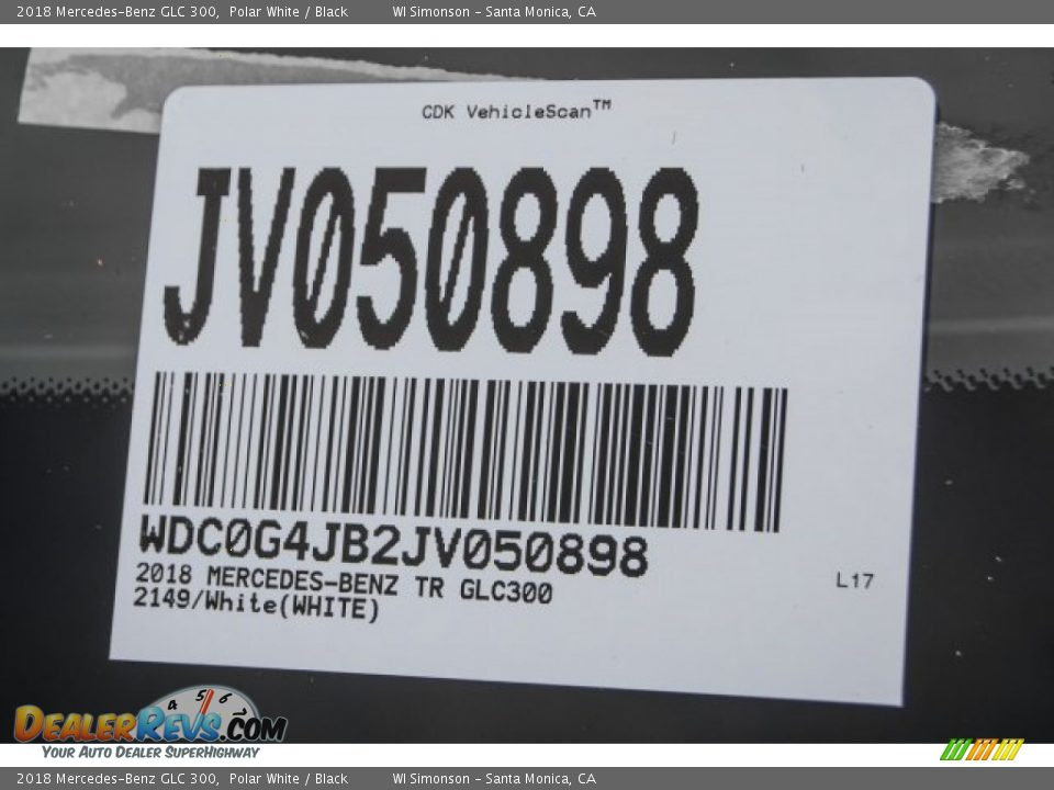 2018 Mercedes-Benz GLC 300 Polar White / Black Photo #10
