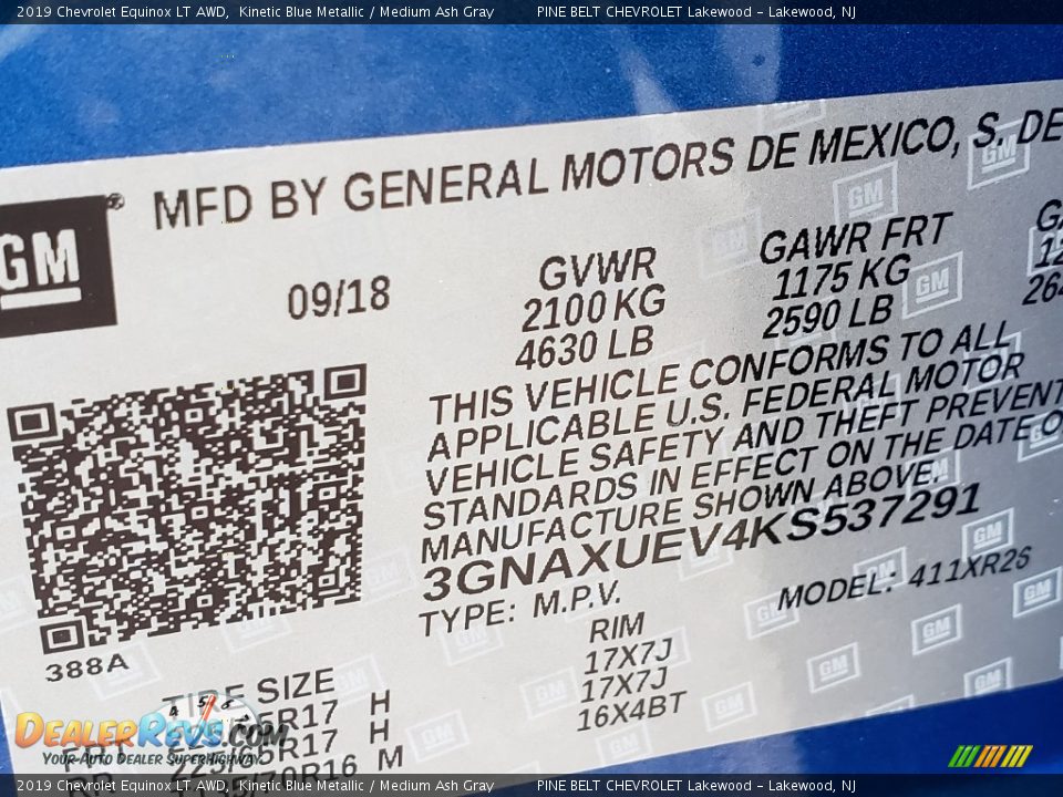 2019 Chevrolet Equinox LT AWD Kinetic Blue Metallic / Medium Ash Gray Photo #8