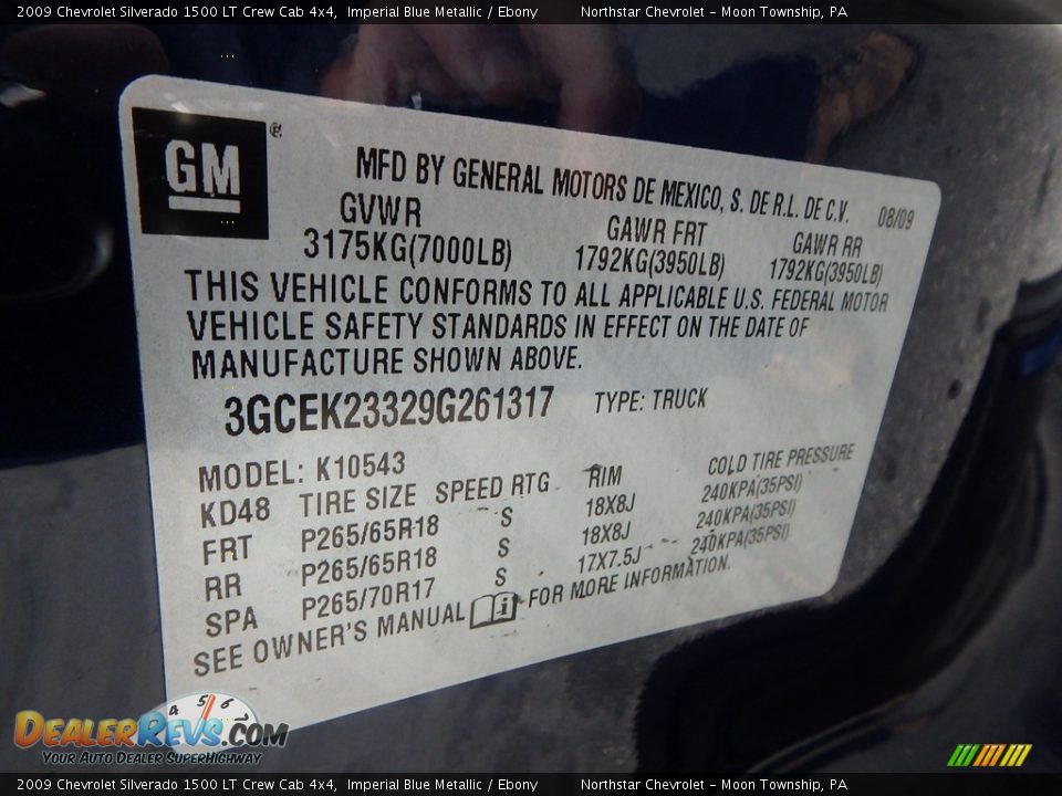 2009 Chevrolet Silverado 1500 LT Crew Cab 4x4 Imperial Blue Metallic / Ebony Photo #14