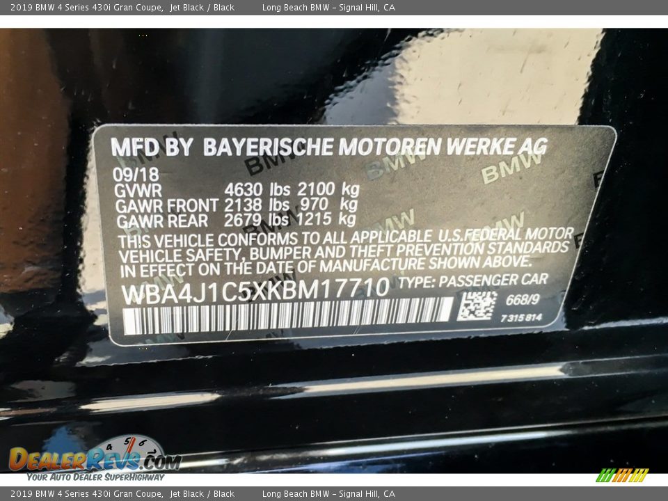 2019 BMW 4 Series 430i Gran Coupe Jet Black / Black Photo #11