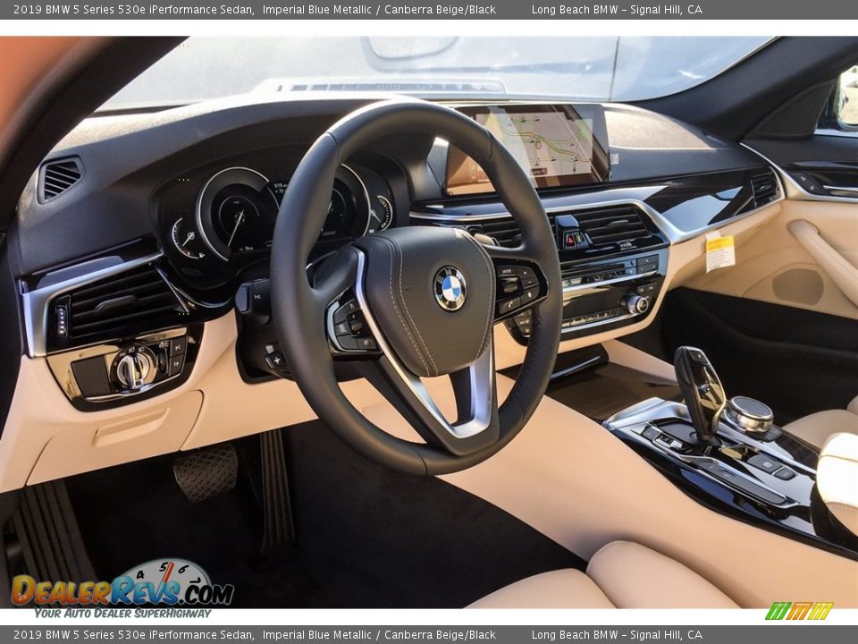 2019 BMW 5 Series 530e iPerformance Sedan Imperial Blue Metallic / Canberra Beige/Black Photo #4