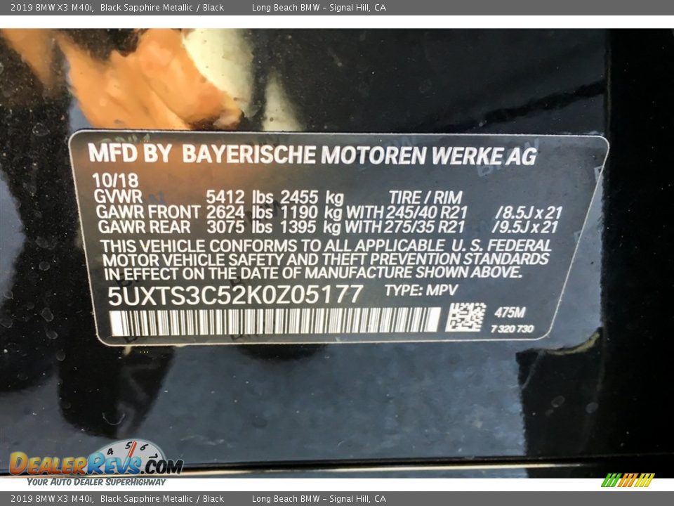 2019 BMW X3 M40i Black Sapphire Metallic / Black Photo #11