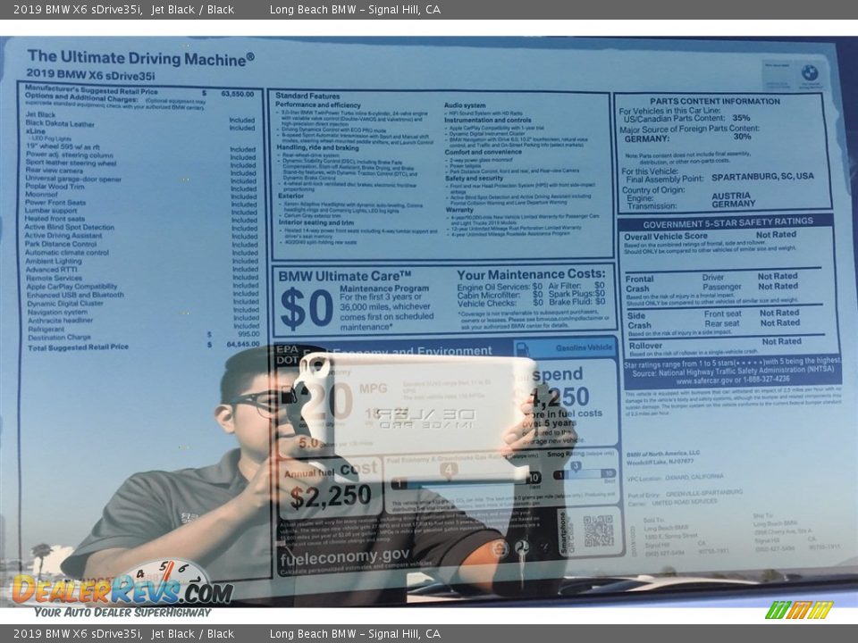 2019 BMW X6 sDrive35i Window Sticker Photo #10