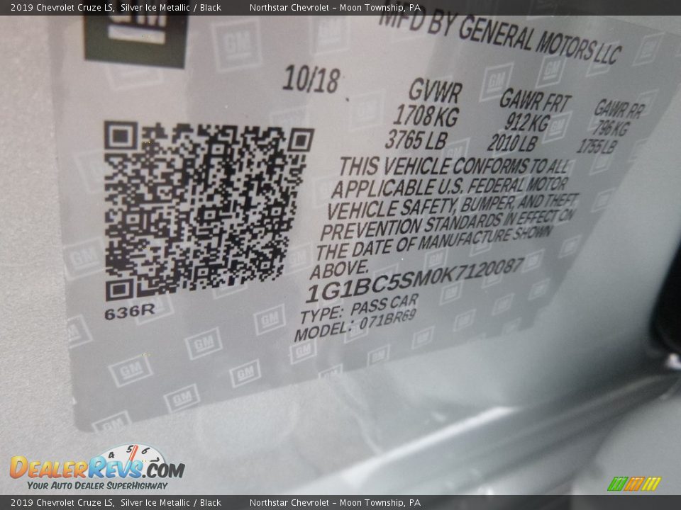 2019 Chevrolet Cruze LS Silver Ice Metallic / Black Photo #16