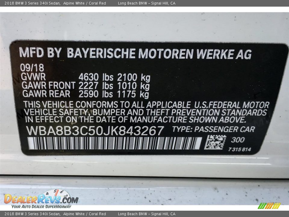 2018 BMW 3 Series 340i Sedan Alpine White / Coral Red Photo #11