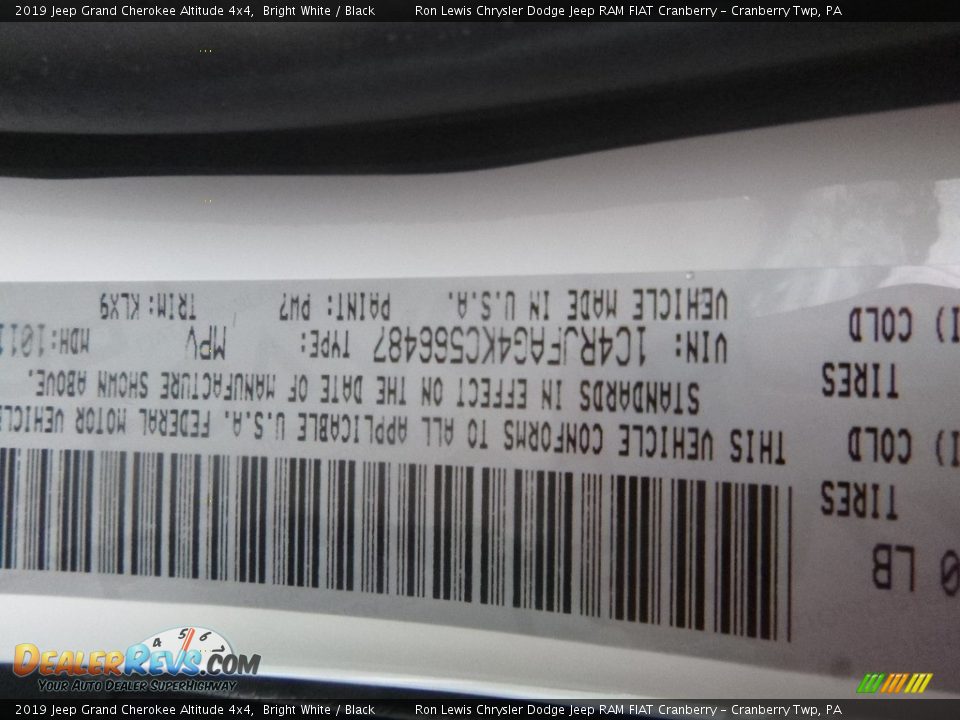 2019 Jeep Grand Cherokee Altitude 4x4 Bright White / Black Photo #15