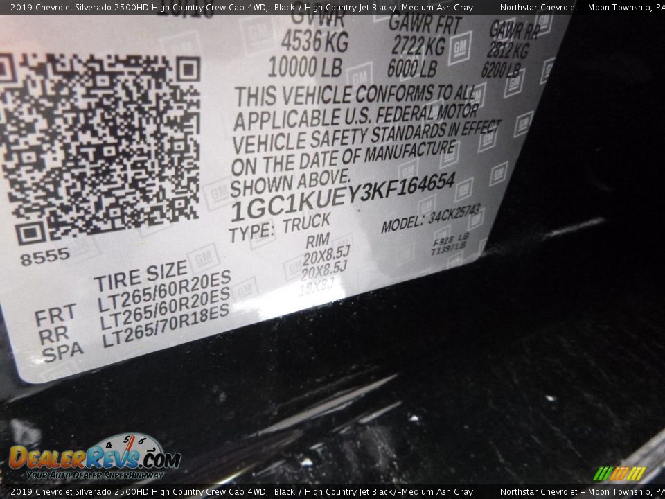 2019 Chevrolet Silverado 2500HD High Country Crew Cab 4WD Black / High Country Jet Black/­Medium Ash Gray Photo #16