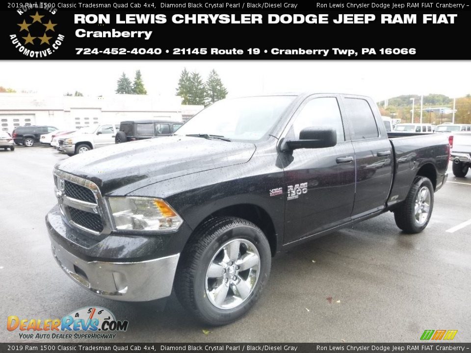2019 Ram 1500 Classic Tradesman Quad Cab 4x4 Diamond Black Crystal Pearl / Black/Diesel Gray Photo #1