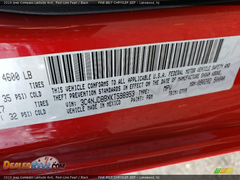 2019 Jeep Compass Latitude 4x4 Red-Line Pearl / Black Photo #9