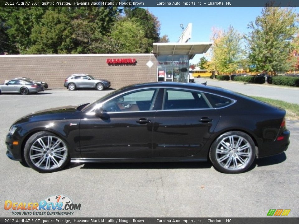 2012 Audi A7 3.0T quattro Prestige Havanna Black Metallic / Nougat Brown Photo #7