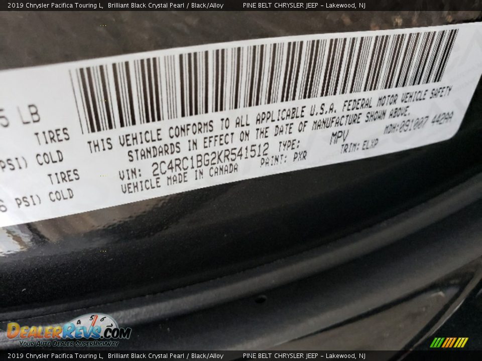 2019 Chrysler Pacifica Touring L Brilliant Black Crystal Pearl / Black/Alloy Photo #9