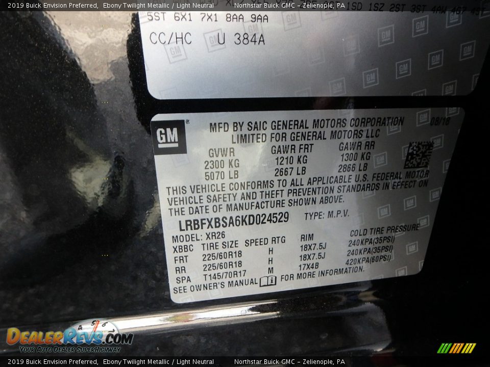 2019 Buick Envision Preferred Ebony Twilight Metallic / Light Neutral Photo #17