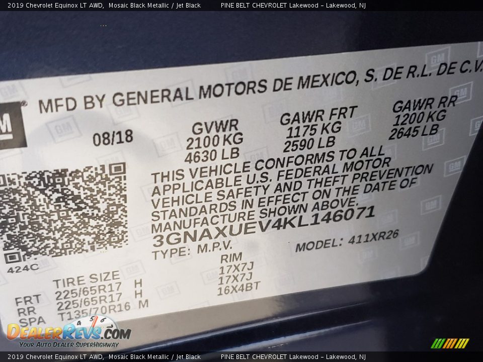 2019 Chevrolet Equinox LT AWD Mosaic Black Metallic / Jet Black Photo #8