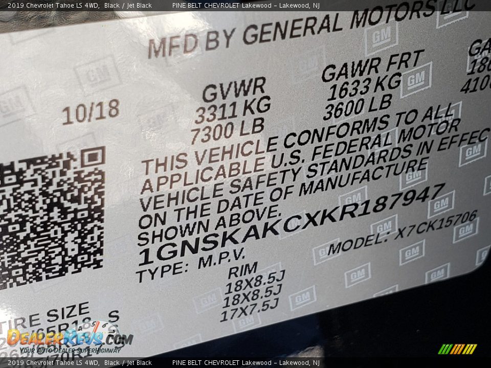 2019 Chevrolet Tahoe LS 4WD Black / Jet Black Photo #9