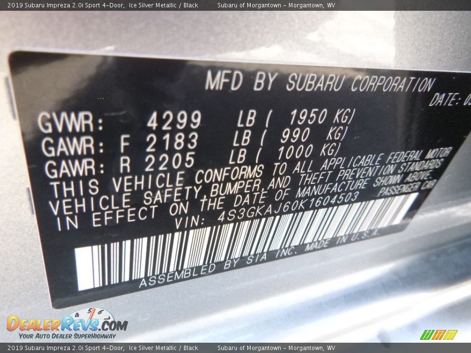 2019 Subaru Impreza 2.0i Sport 4-Door Ice Silver Metallic / Black Photo #15