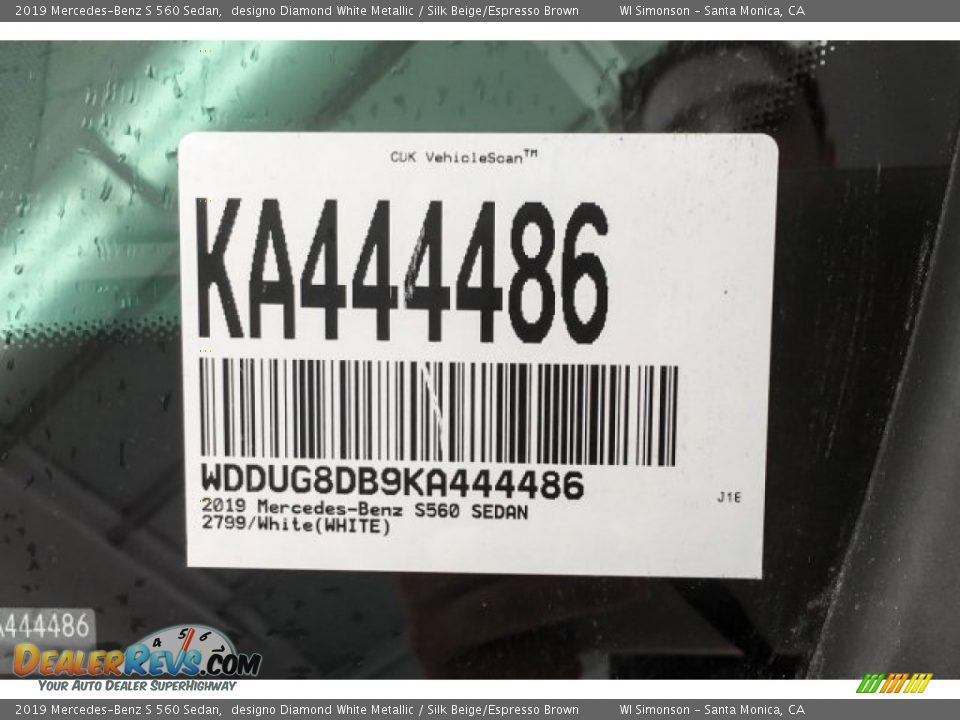 2019 Mercedes-Benz S 560 Sedan designo Diamond White Metallic / Silk Beige/Espresso Brown Photo #11
