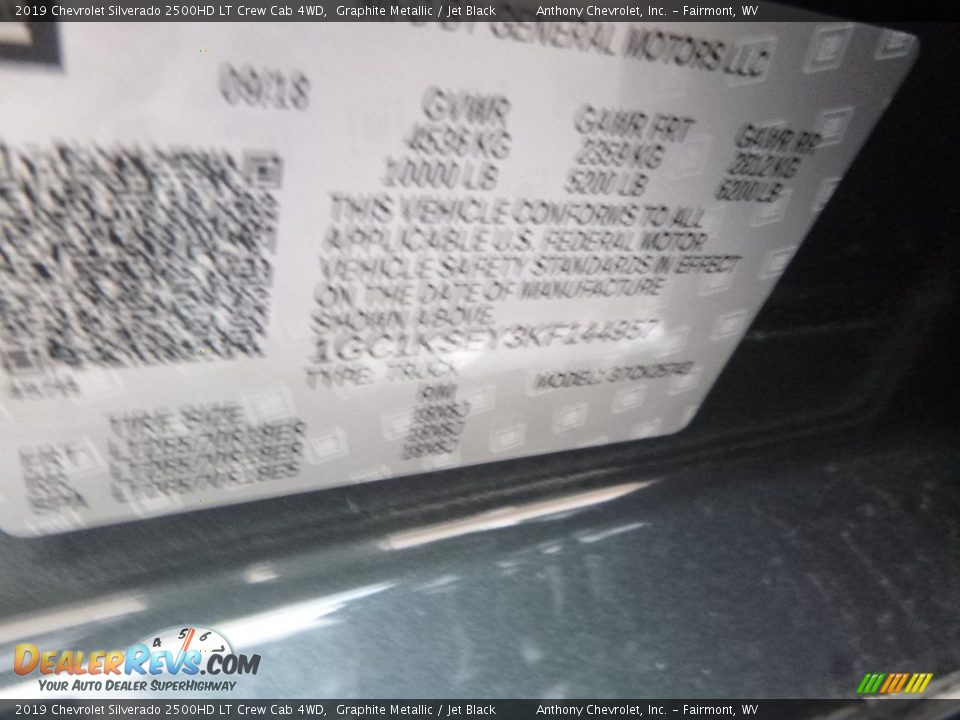 2019 Chevrolet Silverado 2500HD LT Crew Cab 4WD Graphite Metallic / Jet Black Photo #13
