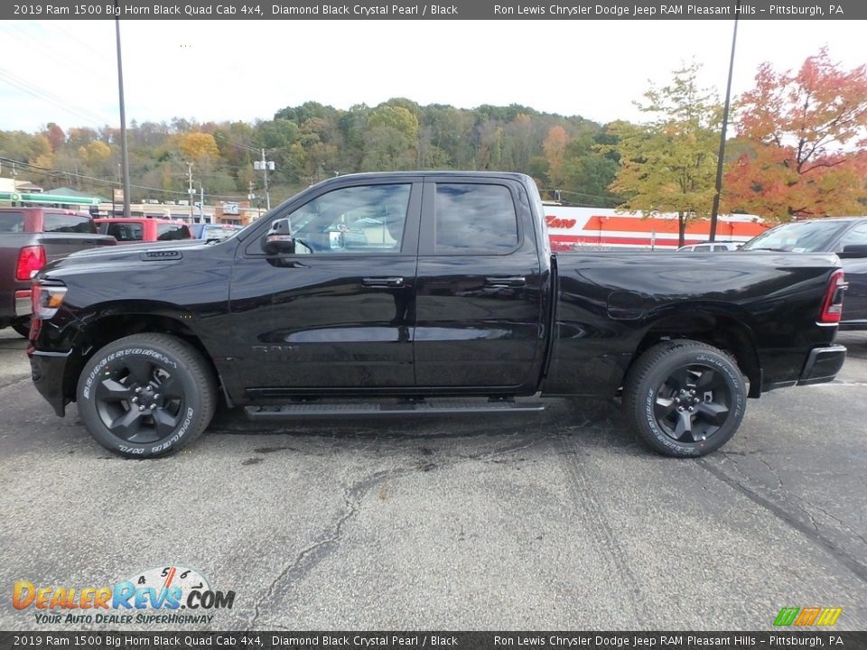 2019 Ram 1500 Big Horn Black Quad Cab 4x4 Diamond Black Crystal Pearl / Black Photo #2