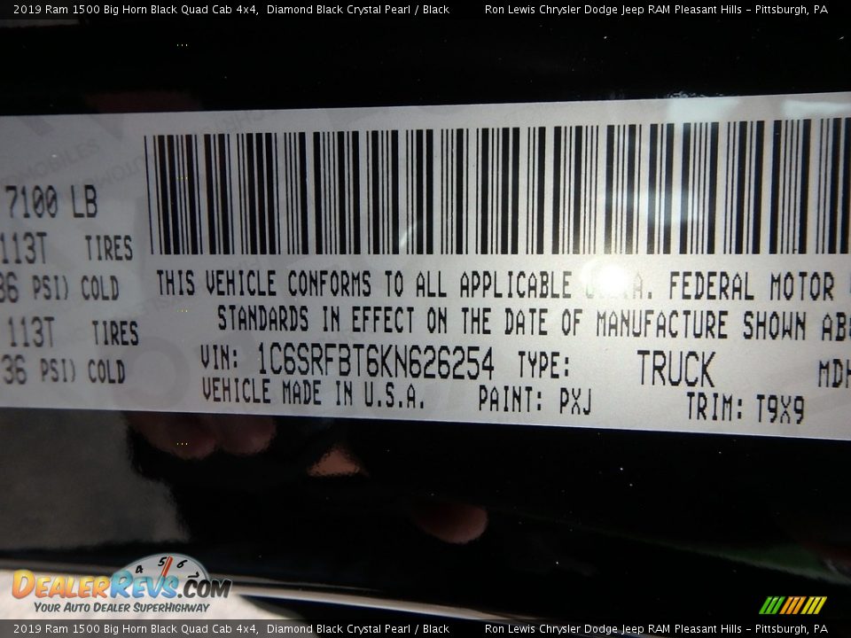 2019 Ram 1500 Big Horn Black Quad Cab 4x4 Diamond Black Crystal Pearl / Black Photo #14