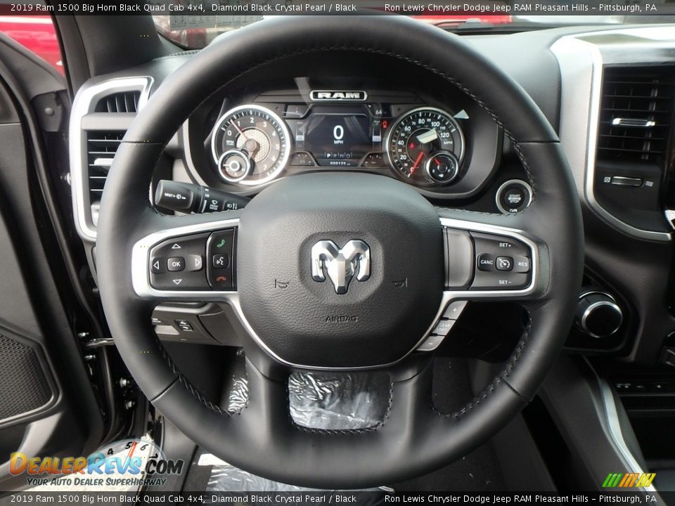2019 Ram 1500 Big Horn Black Quad Cab 4x4 Diamond Black Crystal Pearl / Black Photo #20
