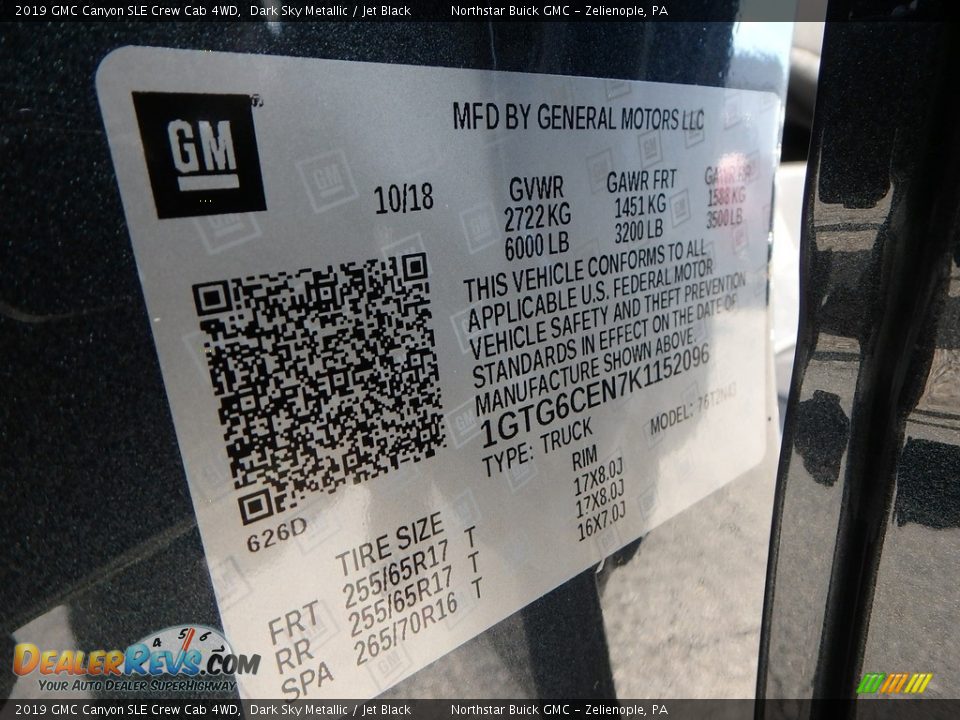 2019 GMC Canyon SLE Crew Cab 4WD Dark Sky Metallic / Jet Black Photo #16