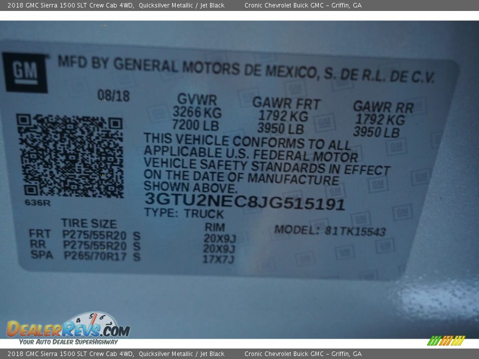 2018 GMC Sierra 1500 SLT Crew Cab 4WD Quicksilver Metallic / Jet Black Photo #15