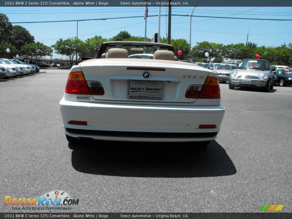 2001 BMW 3 Series 325i Convertible Alpine White / Beige Photo #9