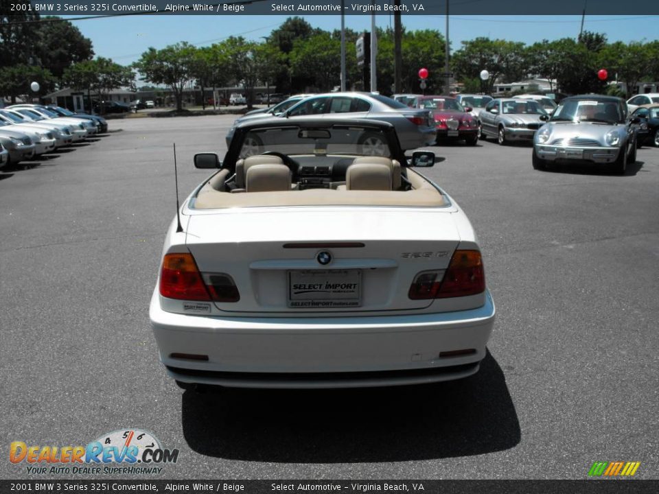 2001 BMW 3 Series 325i Convertible Alpine White / Beige Photo #10