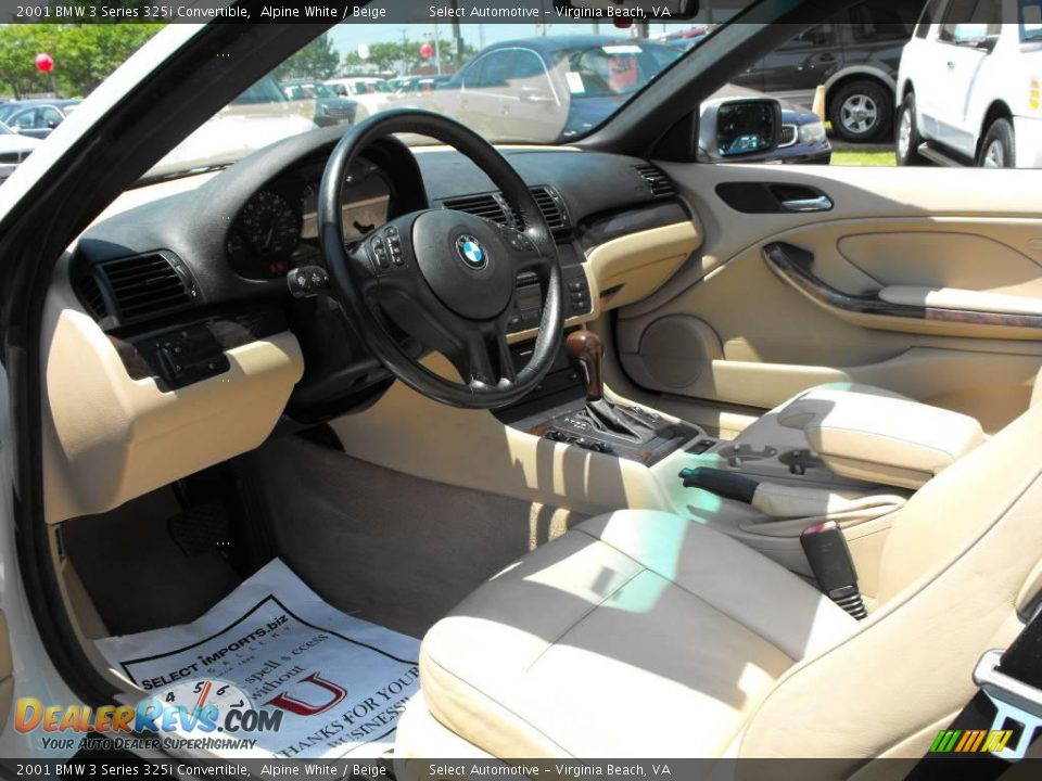 2001 BMW 3 Series 325i Convertible Alpine White / Beige Photo #14