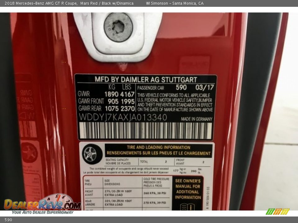 Mercedes-Benz Color Code 590 Mars Red