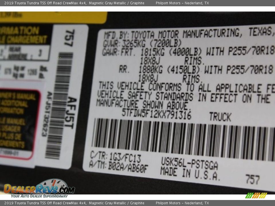 2019 Toyota Tundra TSS Off Road CrewMax 4x4 Magnetic Gray Metallic / Graphite Photo #35