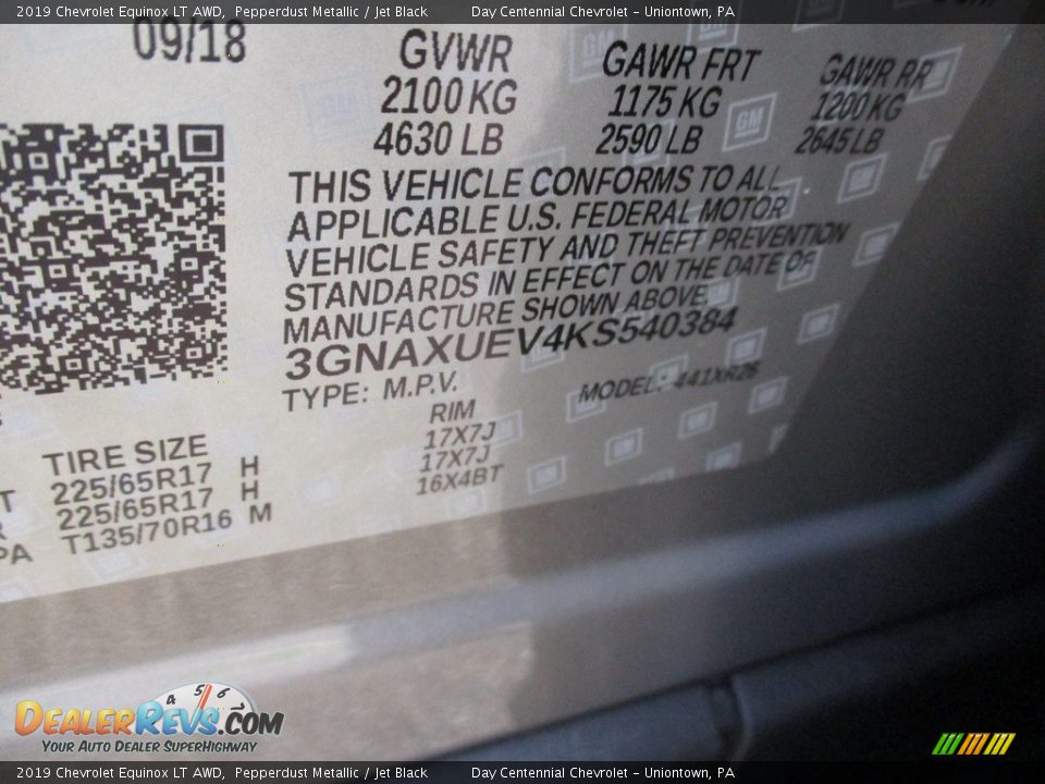 2019 Chevrolet Equinox LT AWD Pepperdust Metallic / Jet Black Photo #14