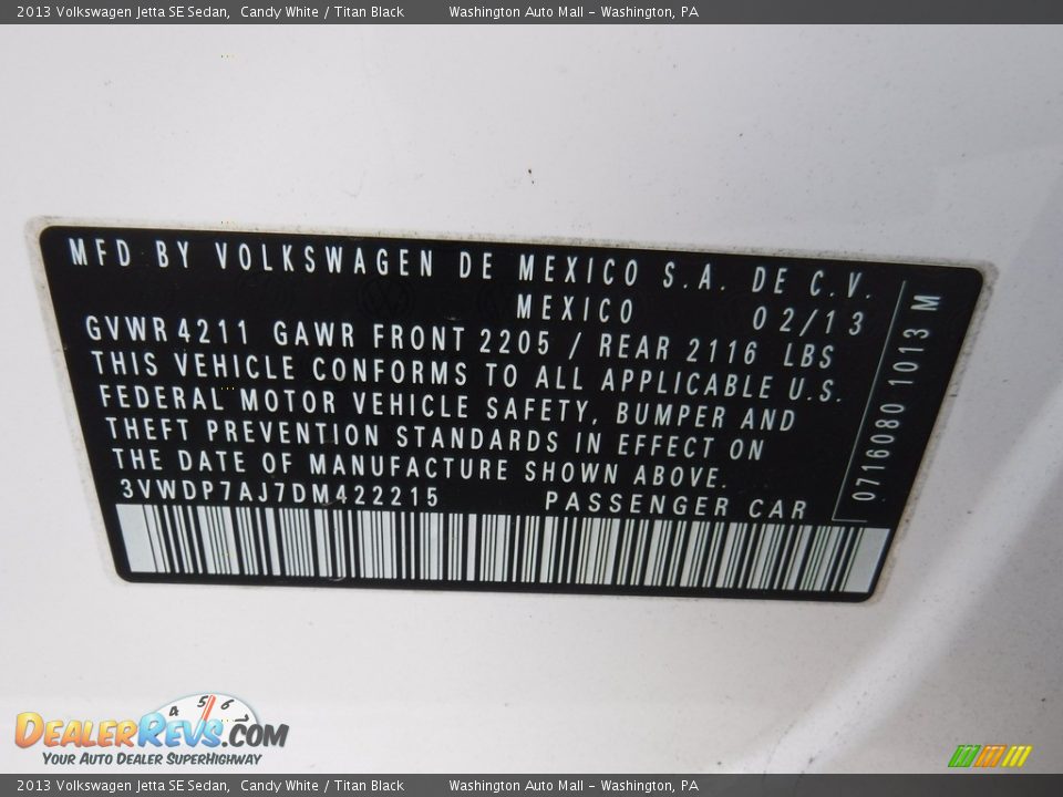 2013 Volkswagen Jetta SE Sedan Candy White / Titan Black Photo #19