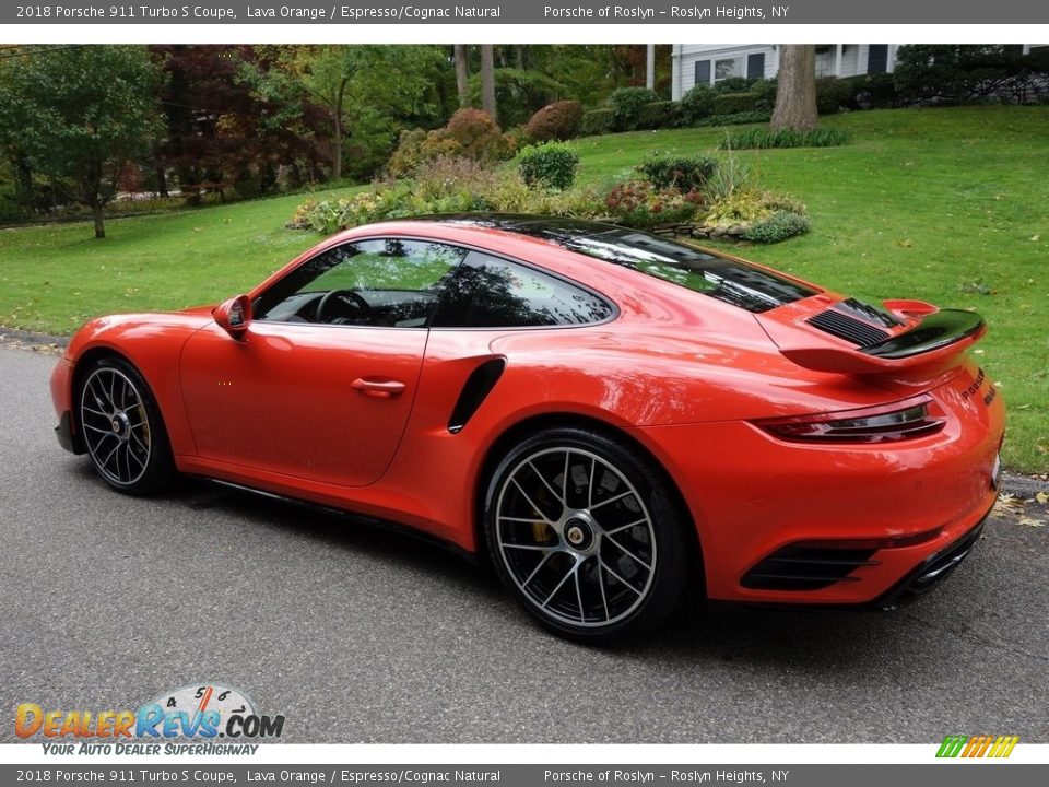 2018 Porsche 911 Turbo S Coupe Lava Orange / Espresso/Cognac Natural Photo #6