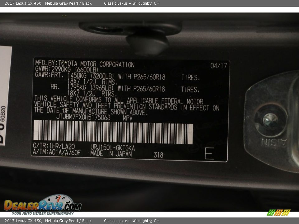 2017 Lexus GX 460 Nebula Gray Pearl / Black Photo #33