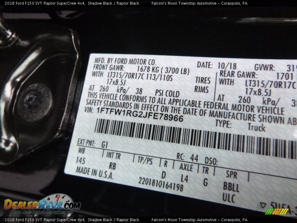 2018 Ford F150 SVT Raptor SuperCrew 4x4 Shadow Black / Raptor Black Photo #11