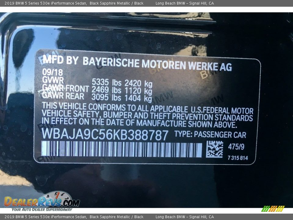 2019 BMW 5 Series 530e iPerformance Sedan Black Sapphire Metallic / Black Photo #11